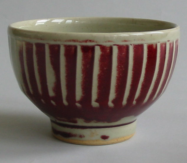 6 inch fluted copper red bowl